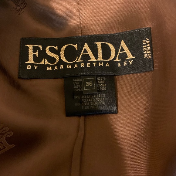 Gorgeous 🤎 Bronze Brown Silky Escada Blazer 36 - Picture 6 of 9